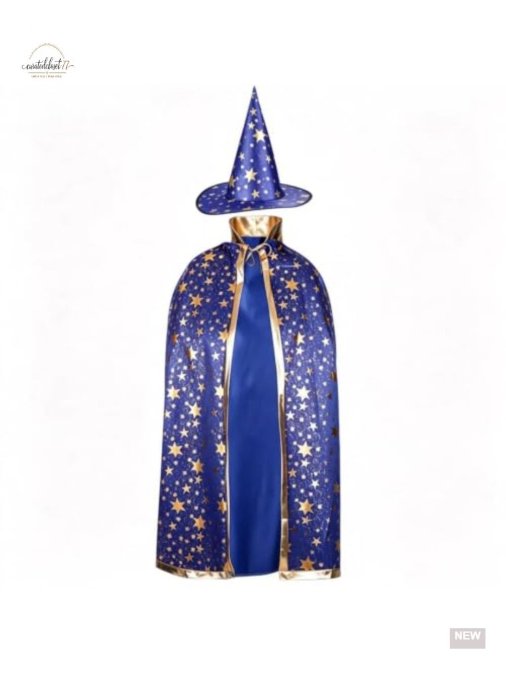Adult Wizard Costume Set Cape Witch Hat Polyester Halloween Cosplay